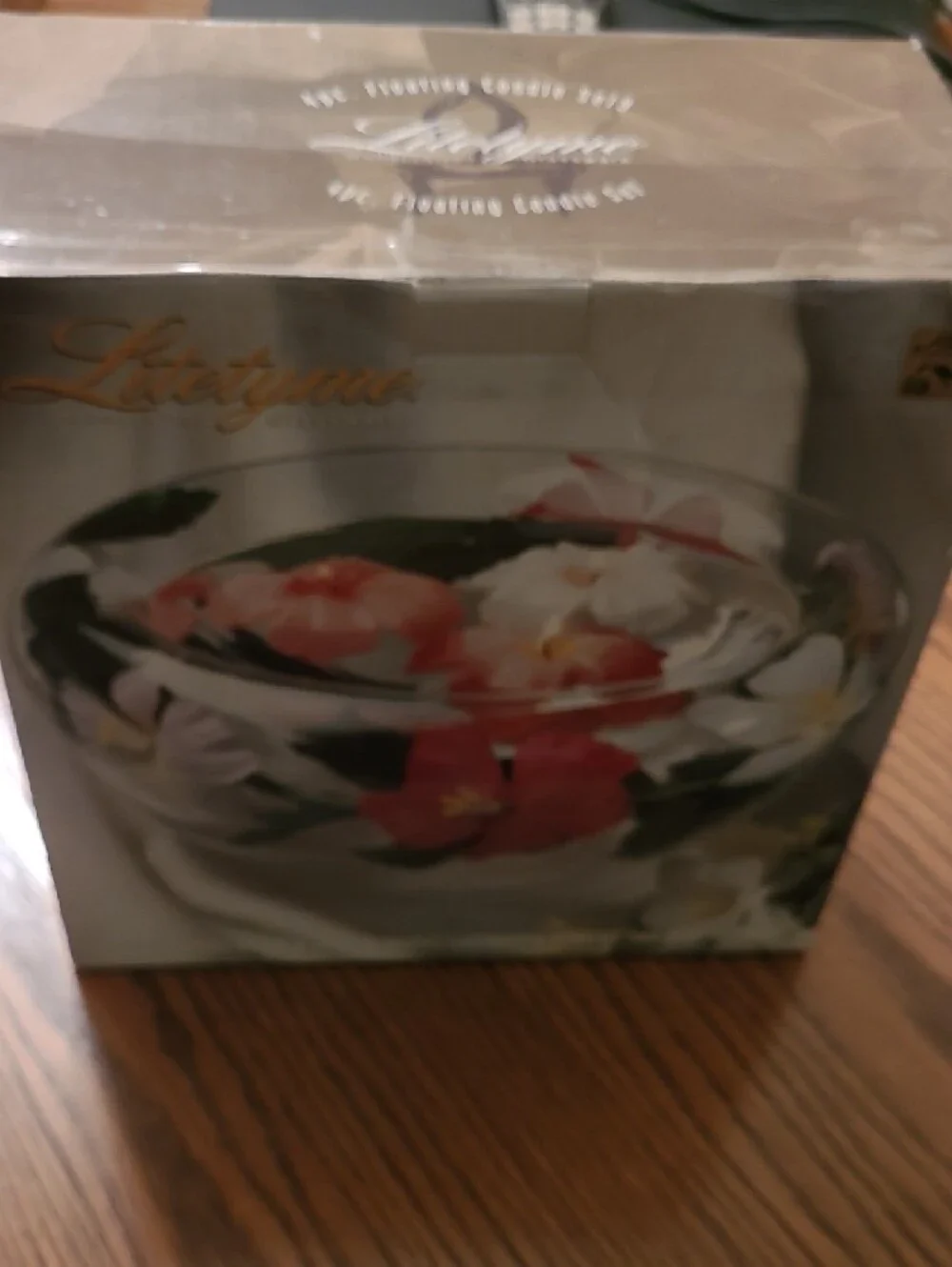 TYME Handpainted Glass Floating Bowl - Pink, White & Green Floral